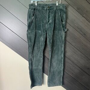 M.N.M.L. Men's Double Knee Corduroy Carpenter Pants Green 34 Workwear Cotton